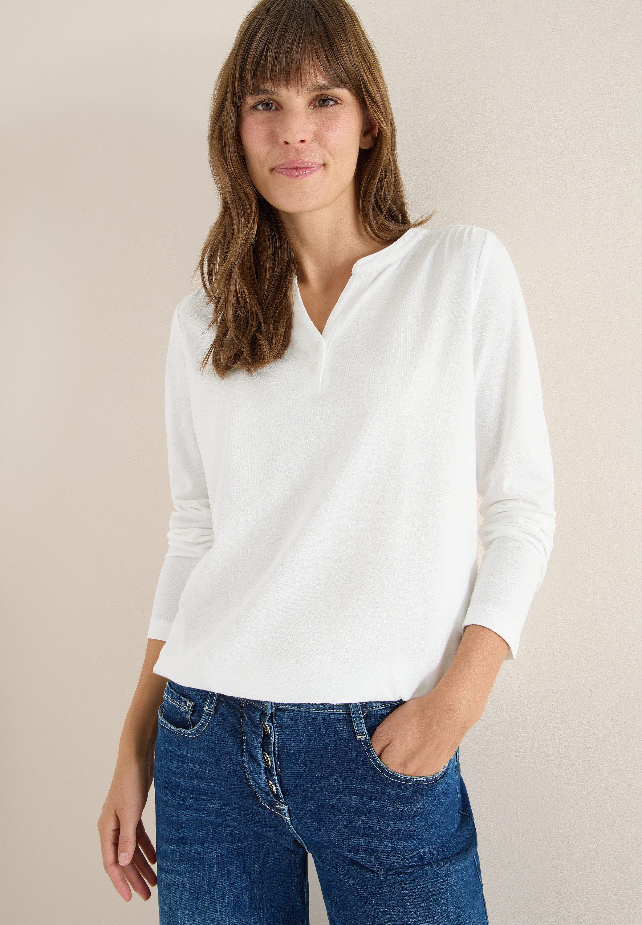 CECIL Tunikashirt Split Neck mit Knopfdetail günstig online kaufen