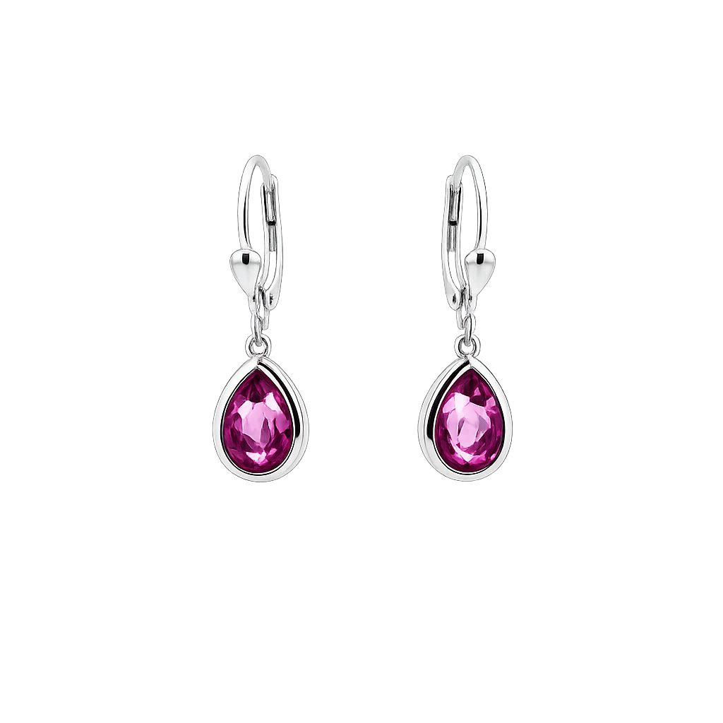 Sogni d'oro Paar Ohrhänger "Träume in Pink" mit pinkem Feurtopas, Silber 925