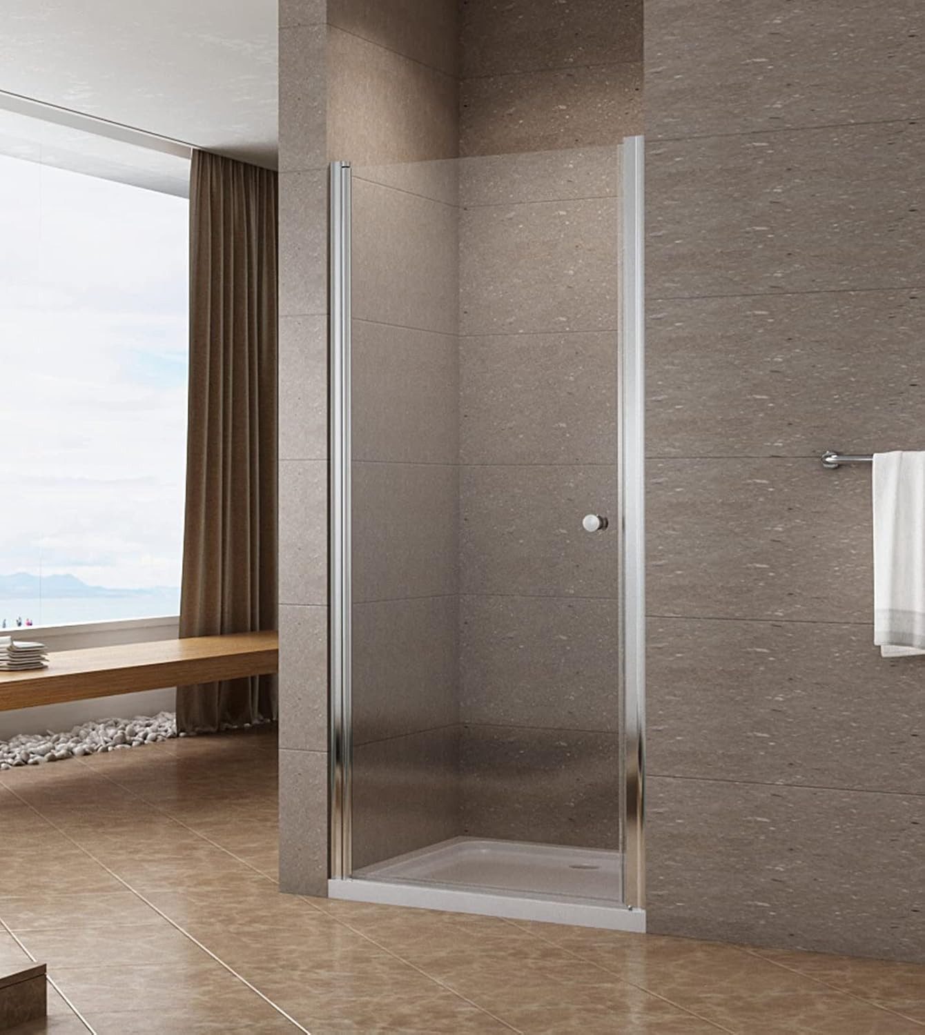 AQUABATOS Dusch-Drehtür Duschtür Drehtür Nischentür Glastür Dusche Schwingtür mit Nano Glas, 70x197 cm, 6 mm Einscheibensicherheitsglas