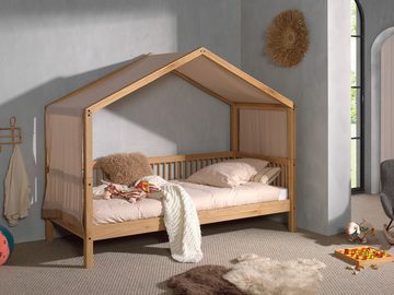 Vipack Hausbett, aus massiver Eiche geölt, LF90x200 cm, mit Textilhimmel