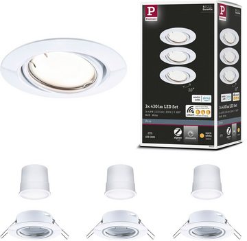 Paulmann LED Einbauleuchte Base 3x430lm 230V, LED fest integriert, Warmweiß, Zigbee Basisset