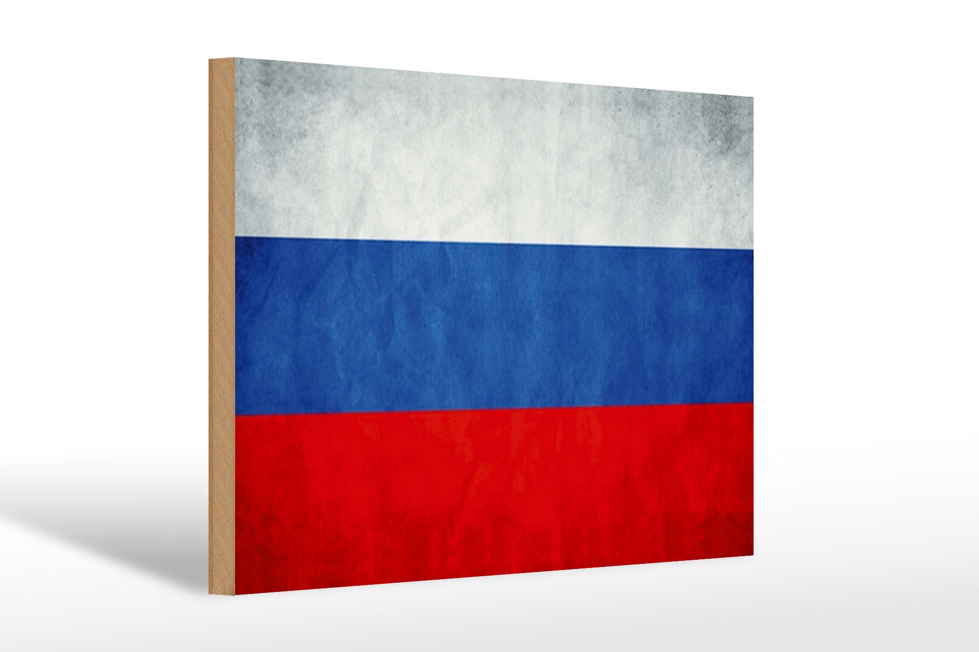 Femer GmbH Holzbild Flagge 30x20cm Russland Fahne Russia Flag, Flaggen (1 St), Glatte Holzfaserplatte (MDF), vorn beschichtet