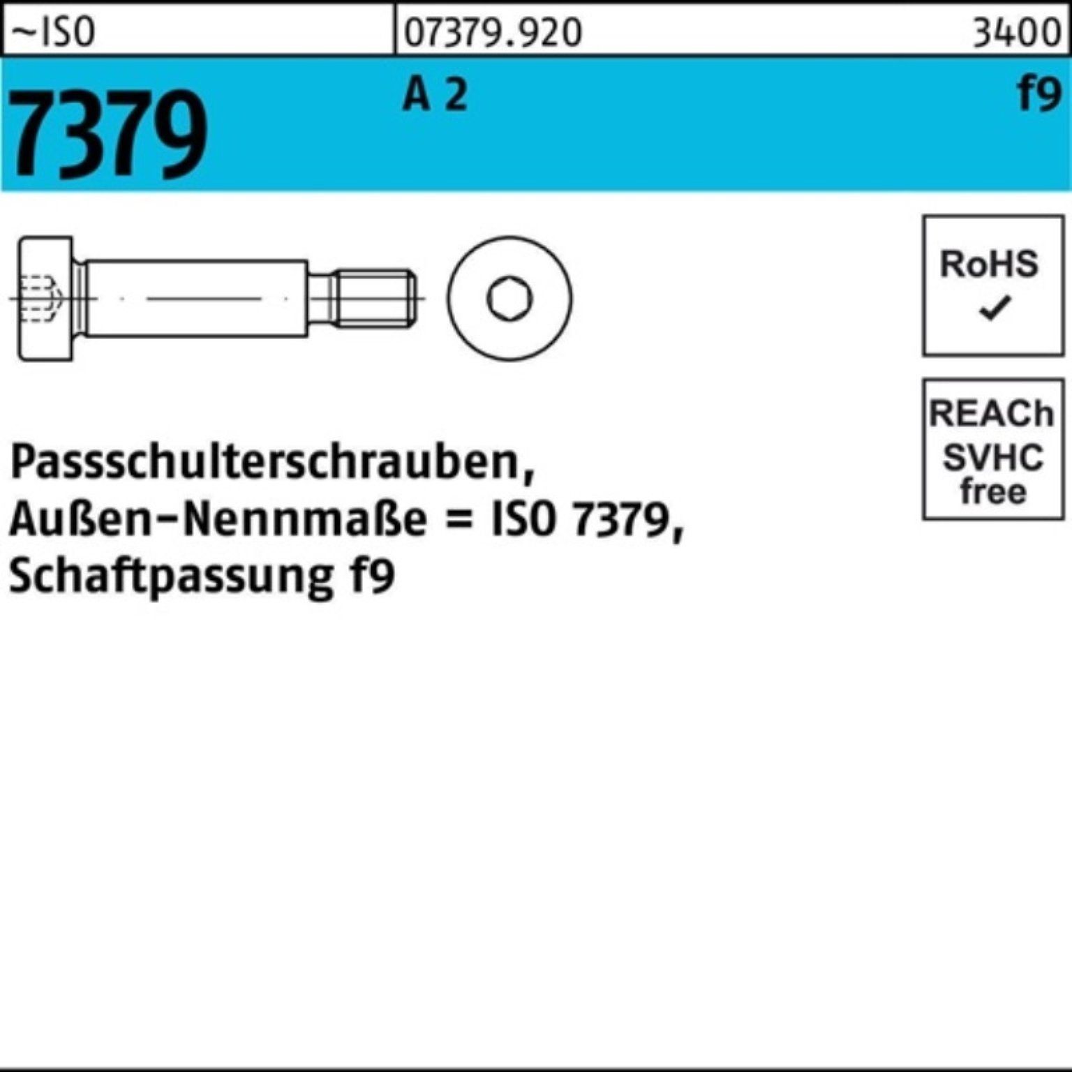 2 M10x 30 100er 12f9 Reyher 50 Paßschulterschraube Pack 7379 Schraube ISO A ~I Stück