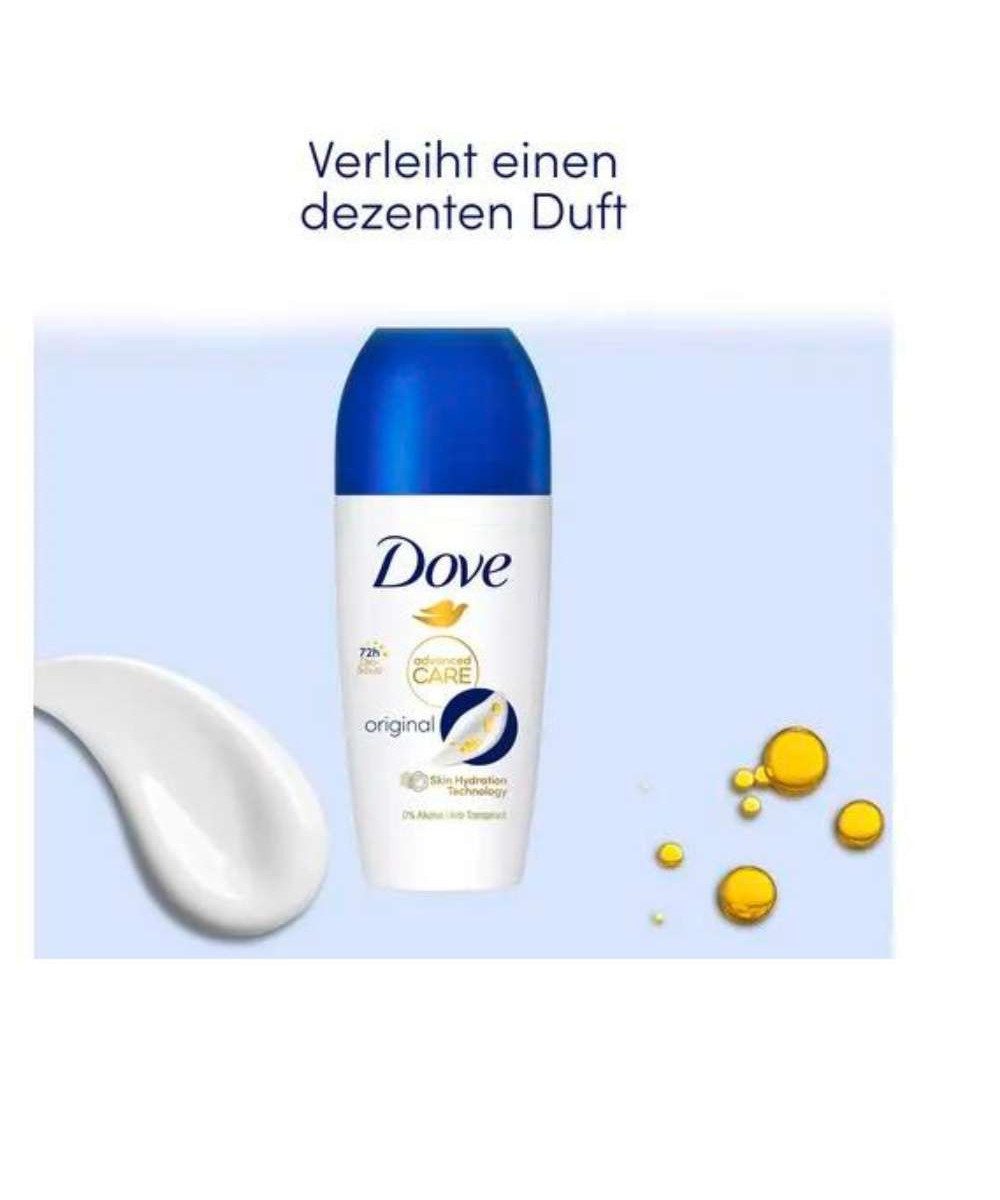 DOVE / UNILEVER Deo-Roller Dove Antitranspirant Deo Roll-on Advanced Care Original, Packung, 1-tlg., Bis zu 72 Stunden Deo-Schutz