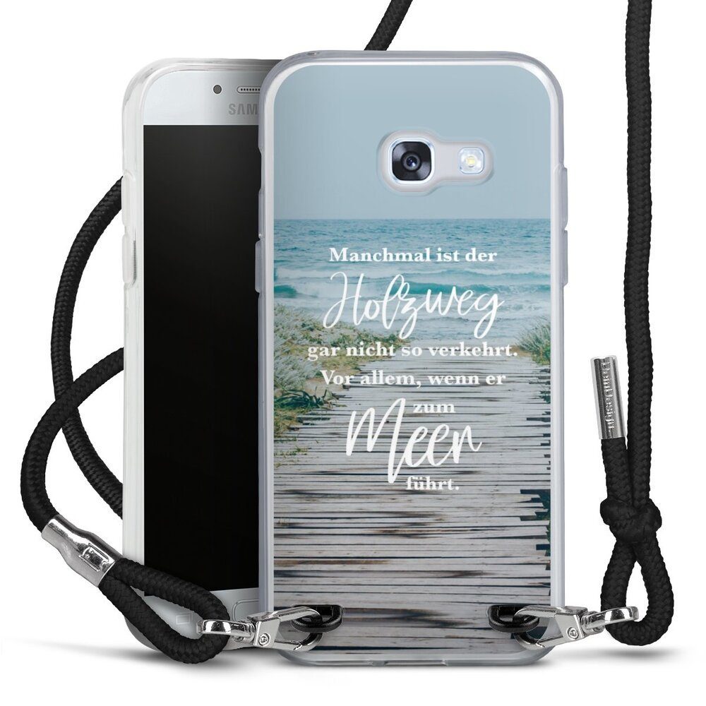 DeinDesign Handyhülle »Strand Motivation Spruch Holzweg«, Samsung