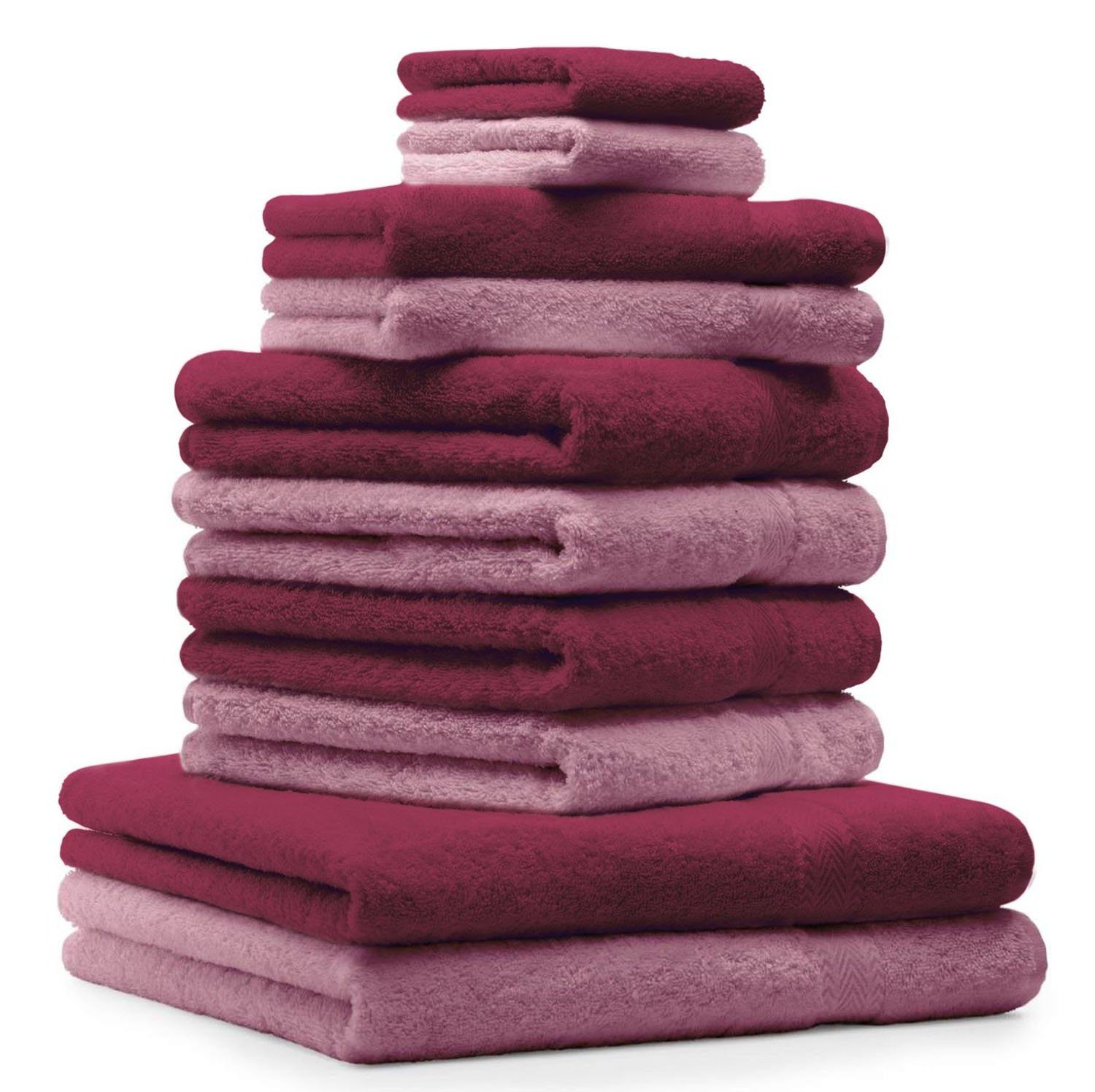 Betz Handtuch Handtuch-Set (10-tlg) Premium Dunkelrot, Baumwolle, & 100% Altrosa 10-TLG. Farbe Set