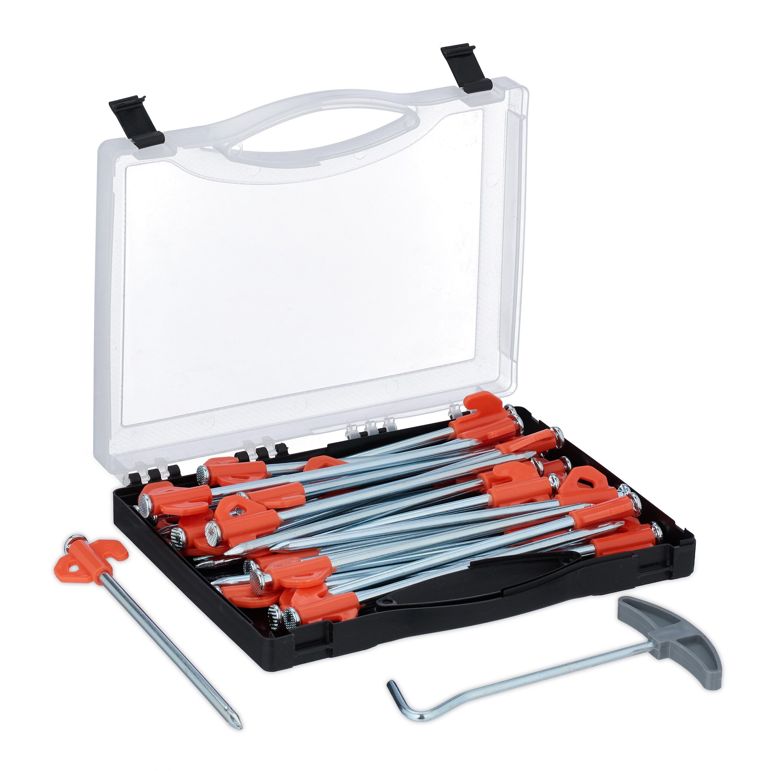 relaxdays Zelthering Felsbodenhering 30er Set mit Box