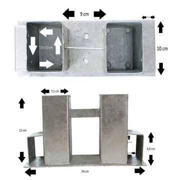 TRUTZHOLM Kaminholzregal Holzstapelhilfe Stapelhilfe Holzstapelhalter Brennholz Kaminholzregal, BxTxH:10x34x15 cm, (2er Set, 2-St), Geeignet für Kanthölzer 70x70 mm (senkrecht) und 40x60 mm (waagerecht)