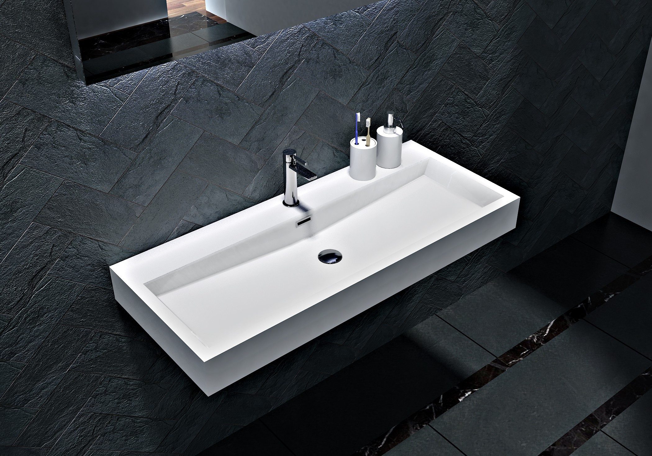 Bernstein Waschbecken BS6002, aus Gussmarmor - Weiß günstig online kaufen