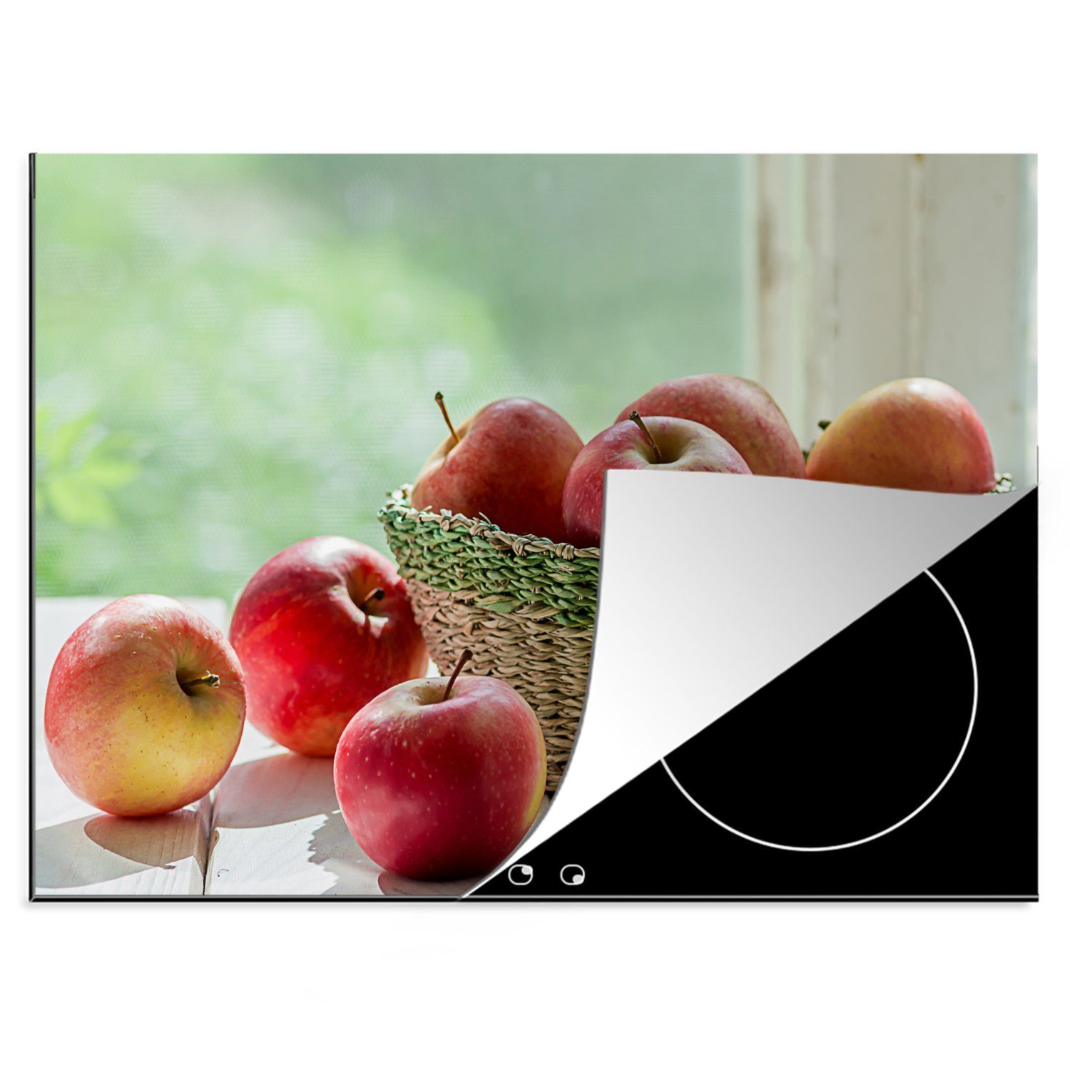 nutzbar, 70x52 Korb Vinyl, Arbeitsfläche Obst, - Mobile MuchoWow tlg), Apfel (1 Herdblende-/Abdeckplatte Ceranfeldabdeckung cm, -