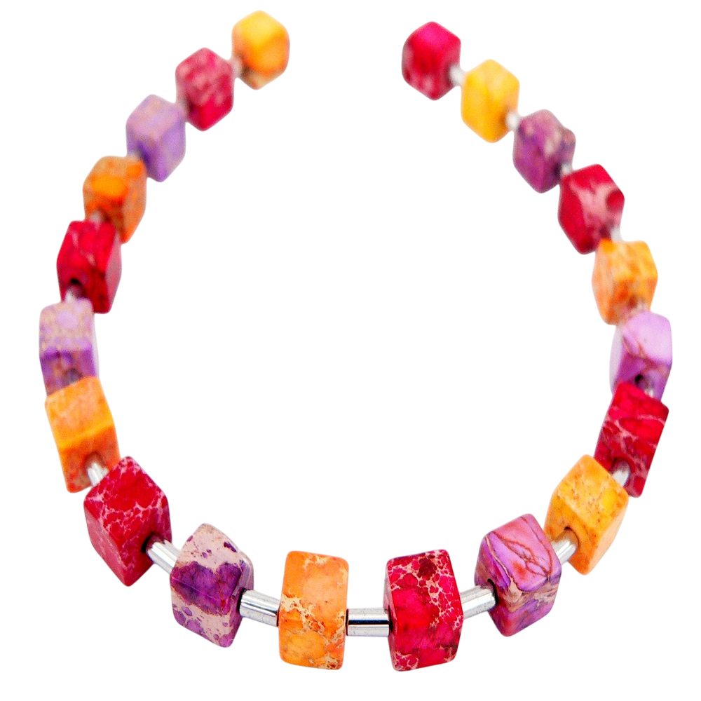 traumschmuck Perlenarmband 213n-a Armband Würfel Edelstein Jaspis orange, rot, lila, (Geschenk, Muttertag, Weihnachten, Geburtstag, Valentinstag, inkl. Schmuckbox), handgefertigt