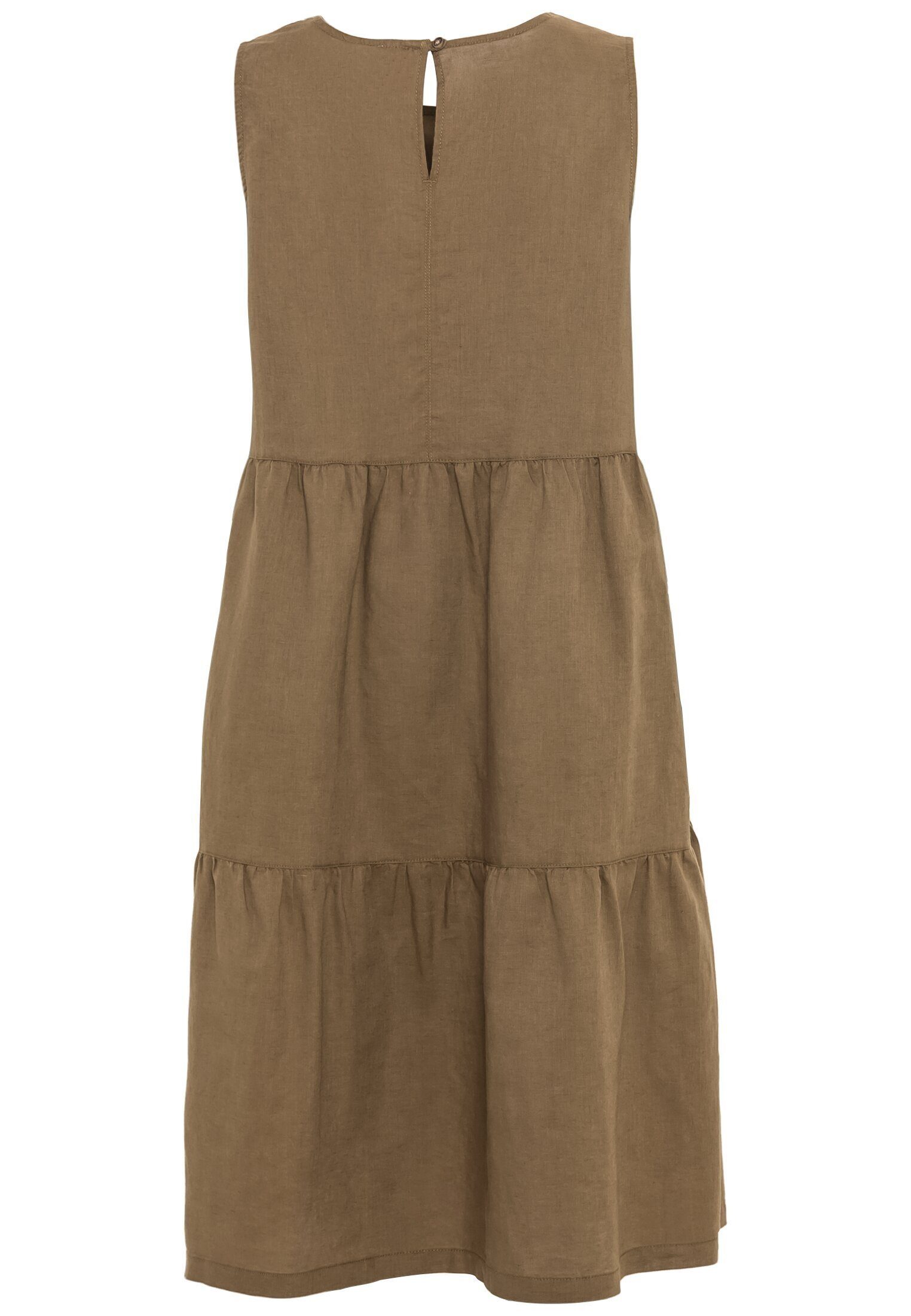 Braun Leinenmix camel active Sommerkleid aus