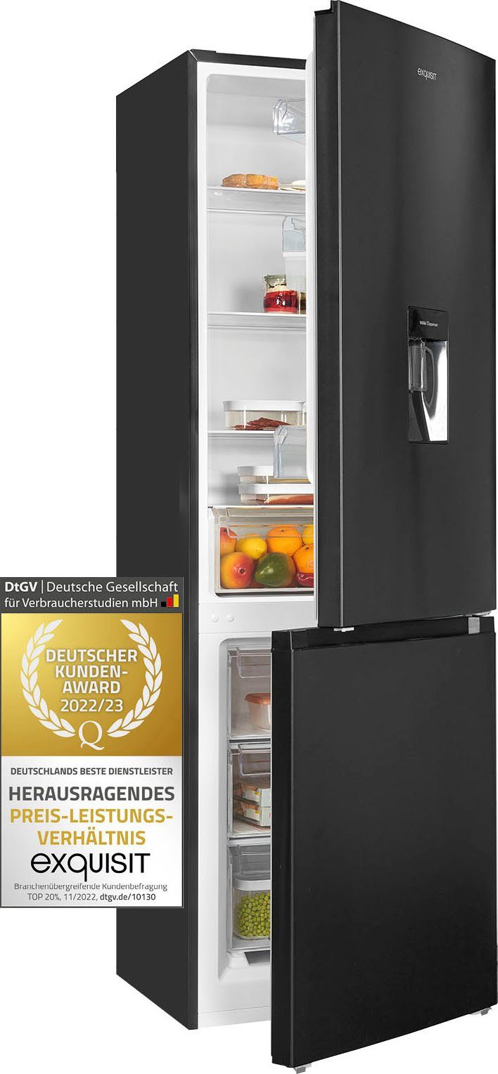 exquisit Kühl-/Gefrierkombination KGC320-95-E-WS-040C inoxlook-az, 185,8 cm hoch, 60 cm breit