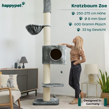 Happypet Kratzbaum MC2760, Gesamthöhe: ca. 250-275 cm, Haus: ca. 54 x 54 x 44 cm.