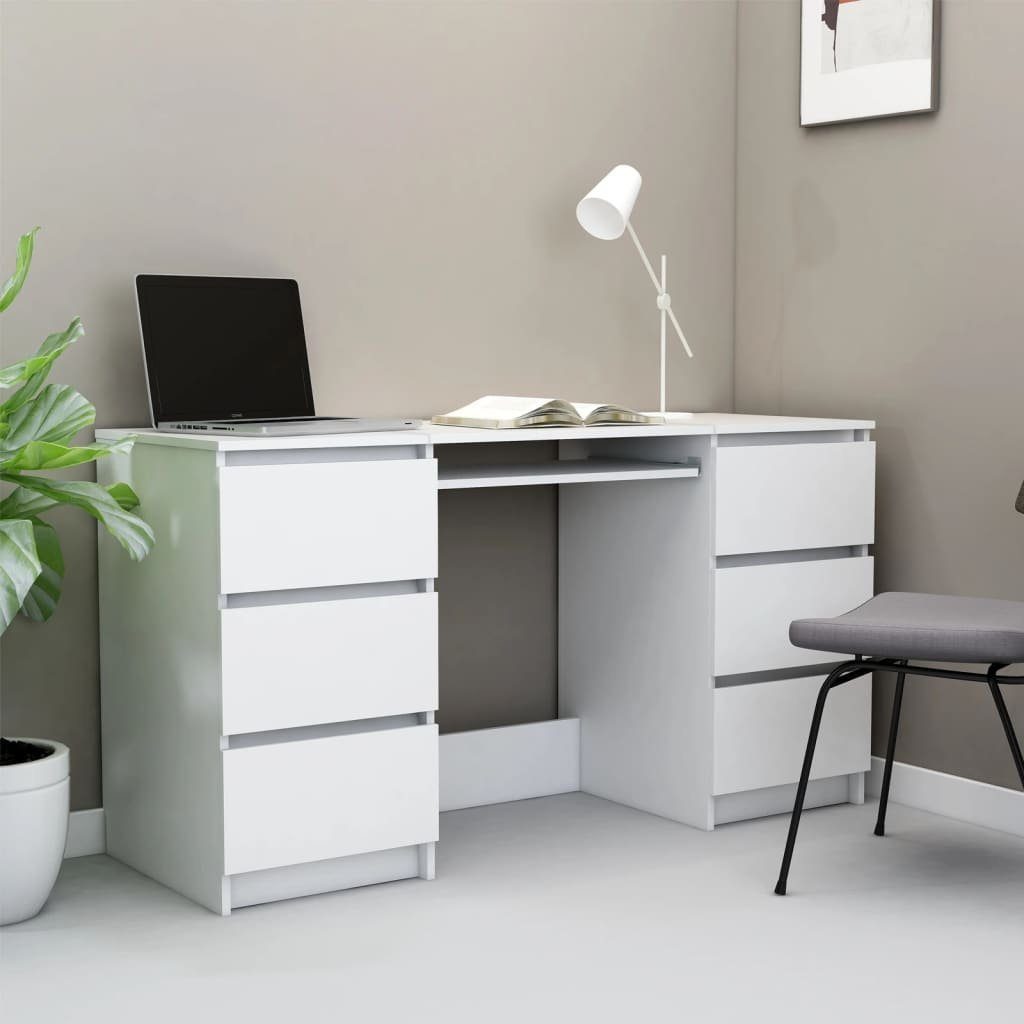furnicato Schreibtisch Weiß 140x50x77 cm Holzwerkstoff