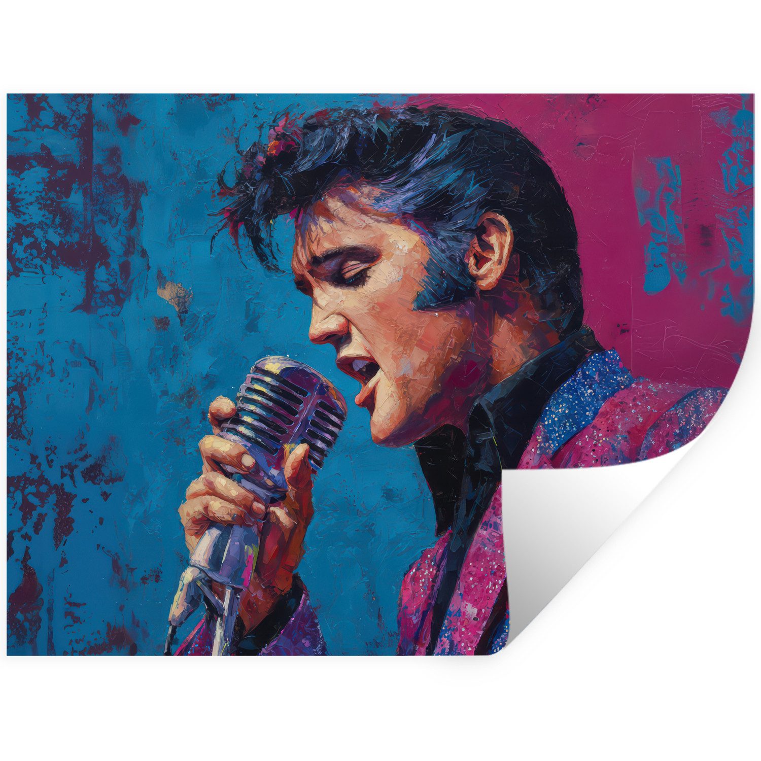 MuchoWow Wandsticker Singender Mann - Glitzerjacke - Mikrofon (1 St), Wanddeko, Aufkleber, Wandtattoo, 120x90 cm