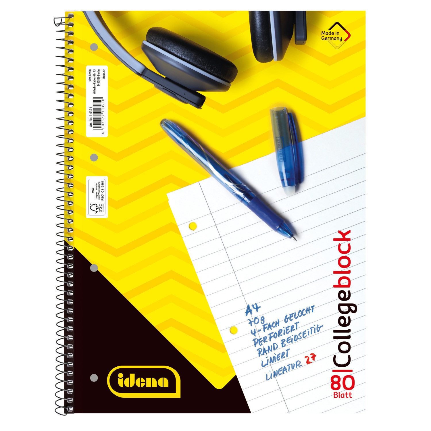 Idena Collegeblock Idena 90366 Bundle Collegeblöcke Lineatur 27 liniert mit Doppelrand