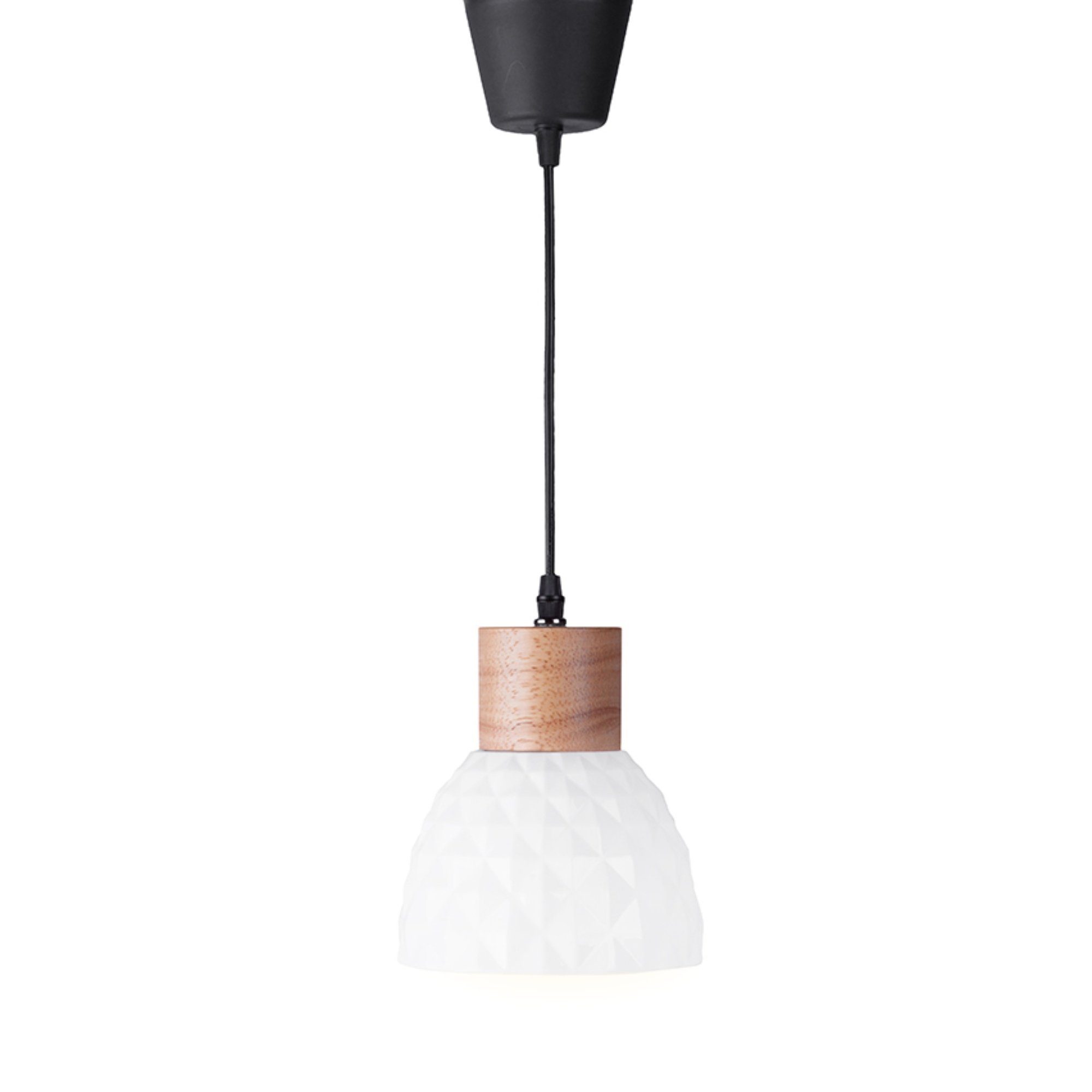 E14, KARI ohne mit Leuchtmittel, Pendelleuchten, Keramik-Lampenschirm Holzelementen, Konsimo Pendelleuchte
