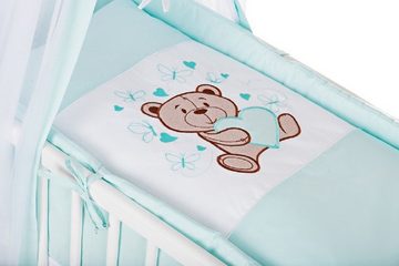 Babyhafen Beistellbett Beistellbett Komplettbett inkl. Krabbeldecke Teddybär & Schmetterlinge, Made in Europa
