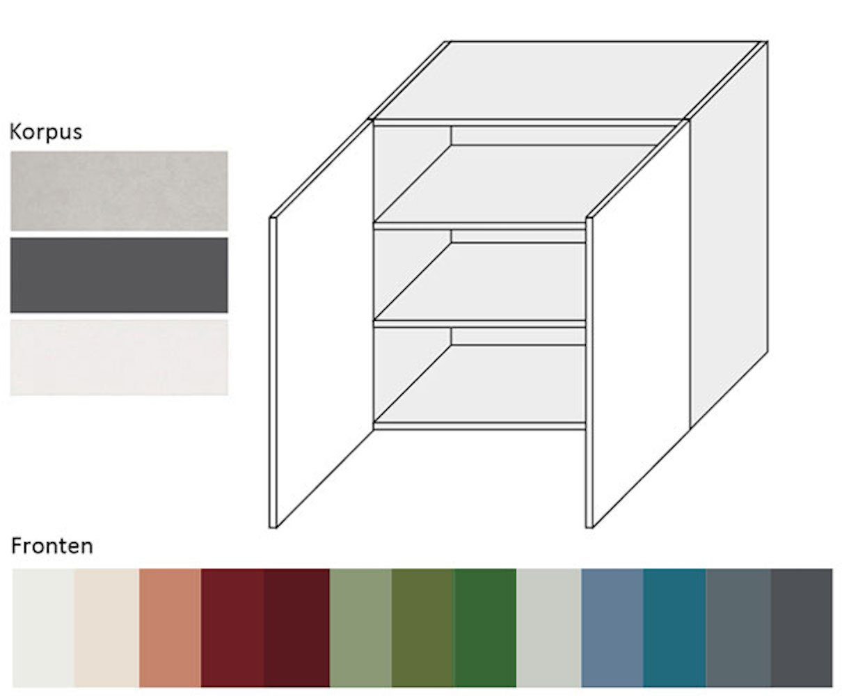 (Florence) 80cm RAL 7015 2-türig Korpusfarbe wählbar und Hochglanz schiefergrau Klapphängeschrank Florence Feldmann-Wohnen Front- grifflos