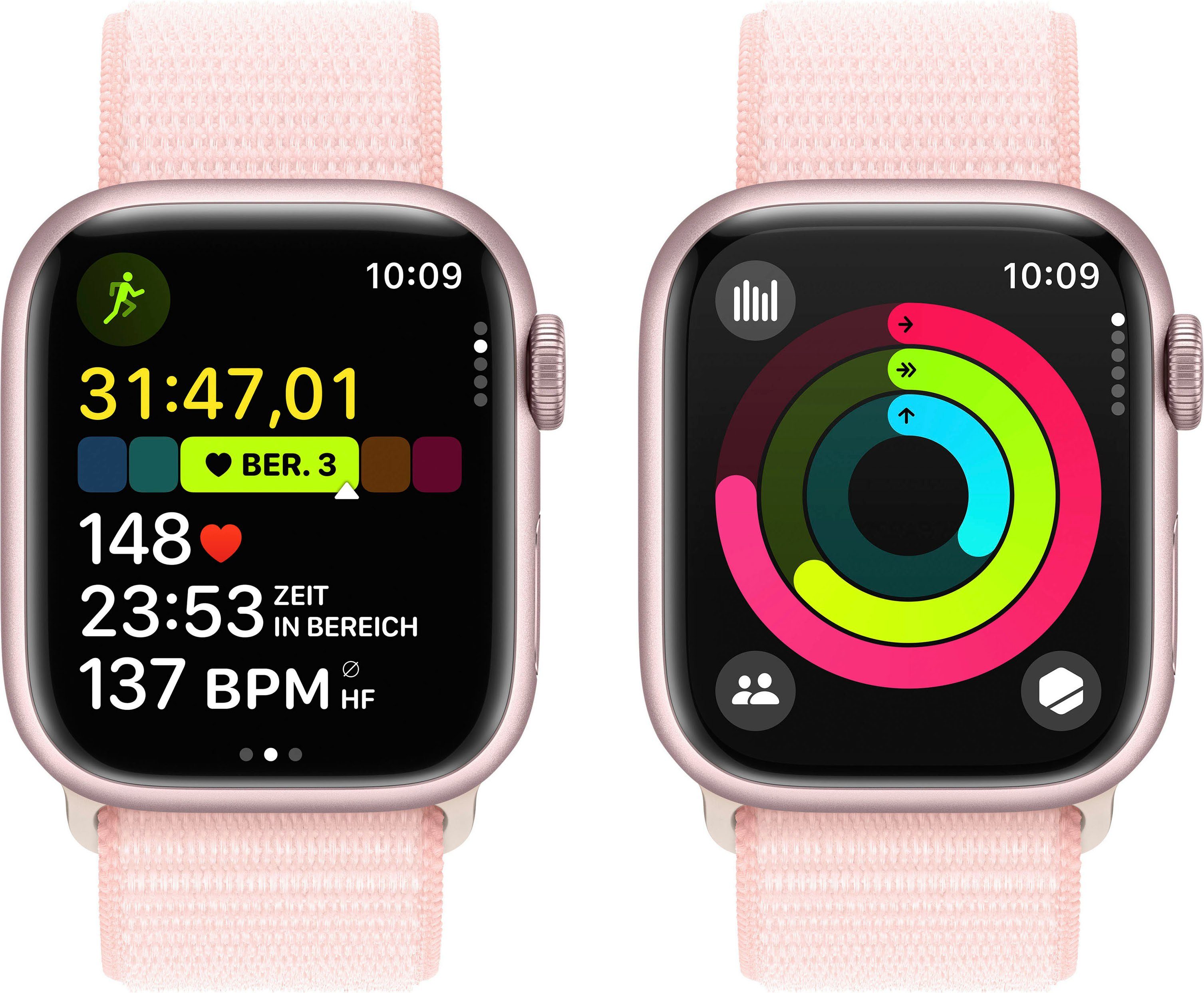 Apple Watch GPS 41mm Pink Loop OS Smartwatch 9 Series Watch 10), cm/1,69 | Aluminium Sport Zoll, Rosa (4,1