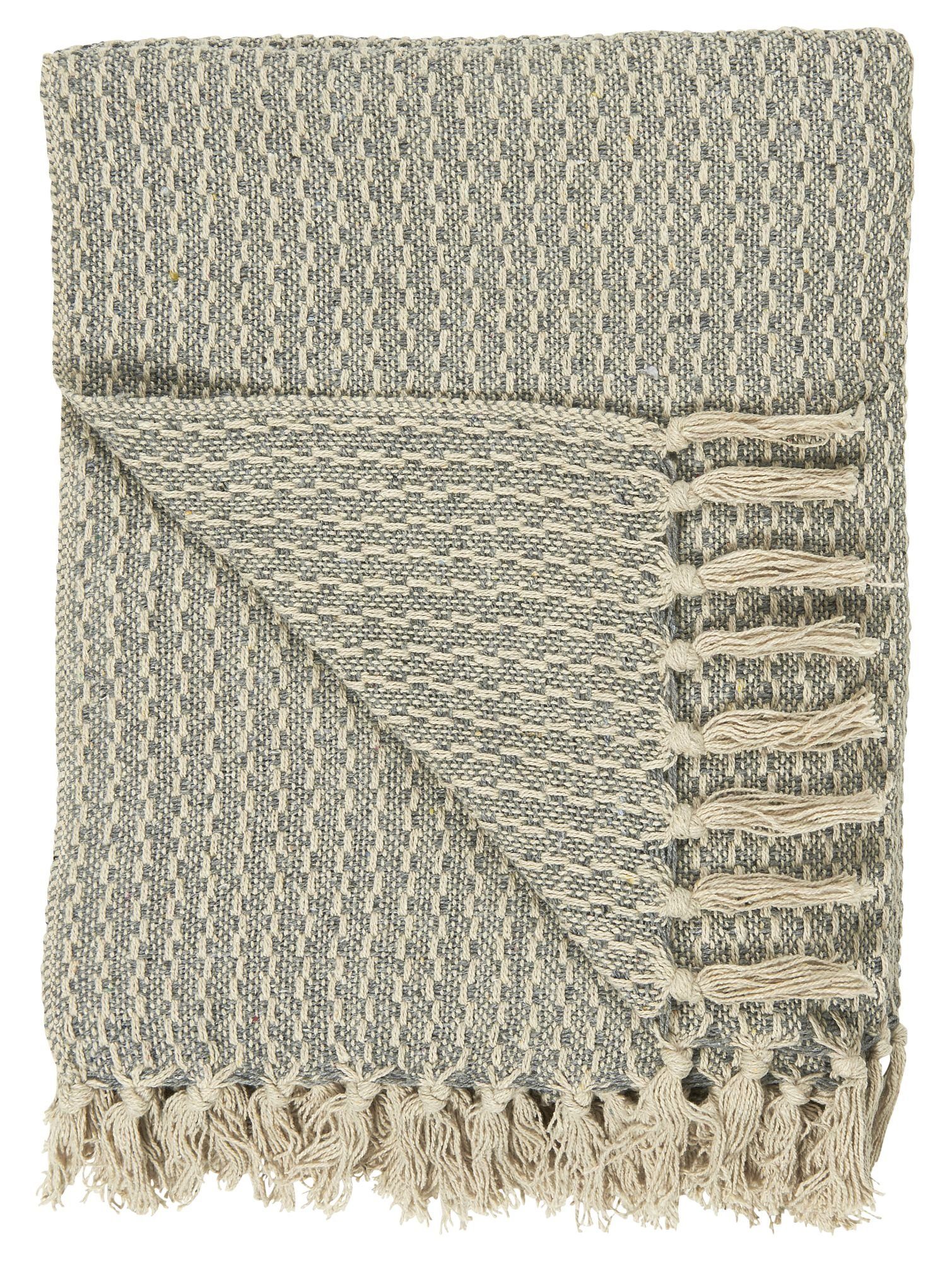 Wohndecke Decke Plaid Kuscheldecke Wohndecke Blau Creme 130x160cm Ib Laursen, Ib Laursen