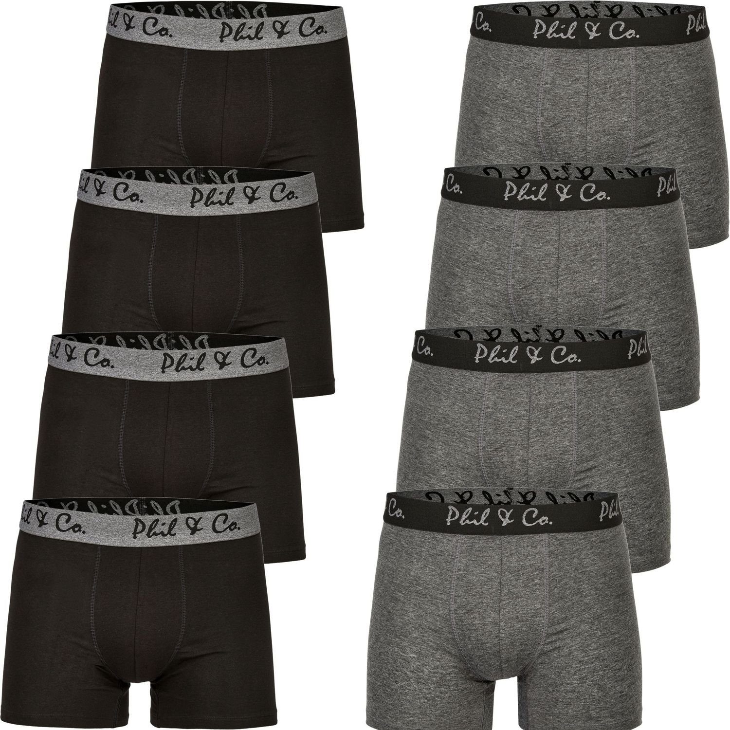 Phil & Co. Boxershorts PHIL & Co Berlin 8er Pack Herren Boxershorts Pants  Trunk Unterhosen Jersey S - 4XL schwarz anthrazit grau (1-St)