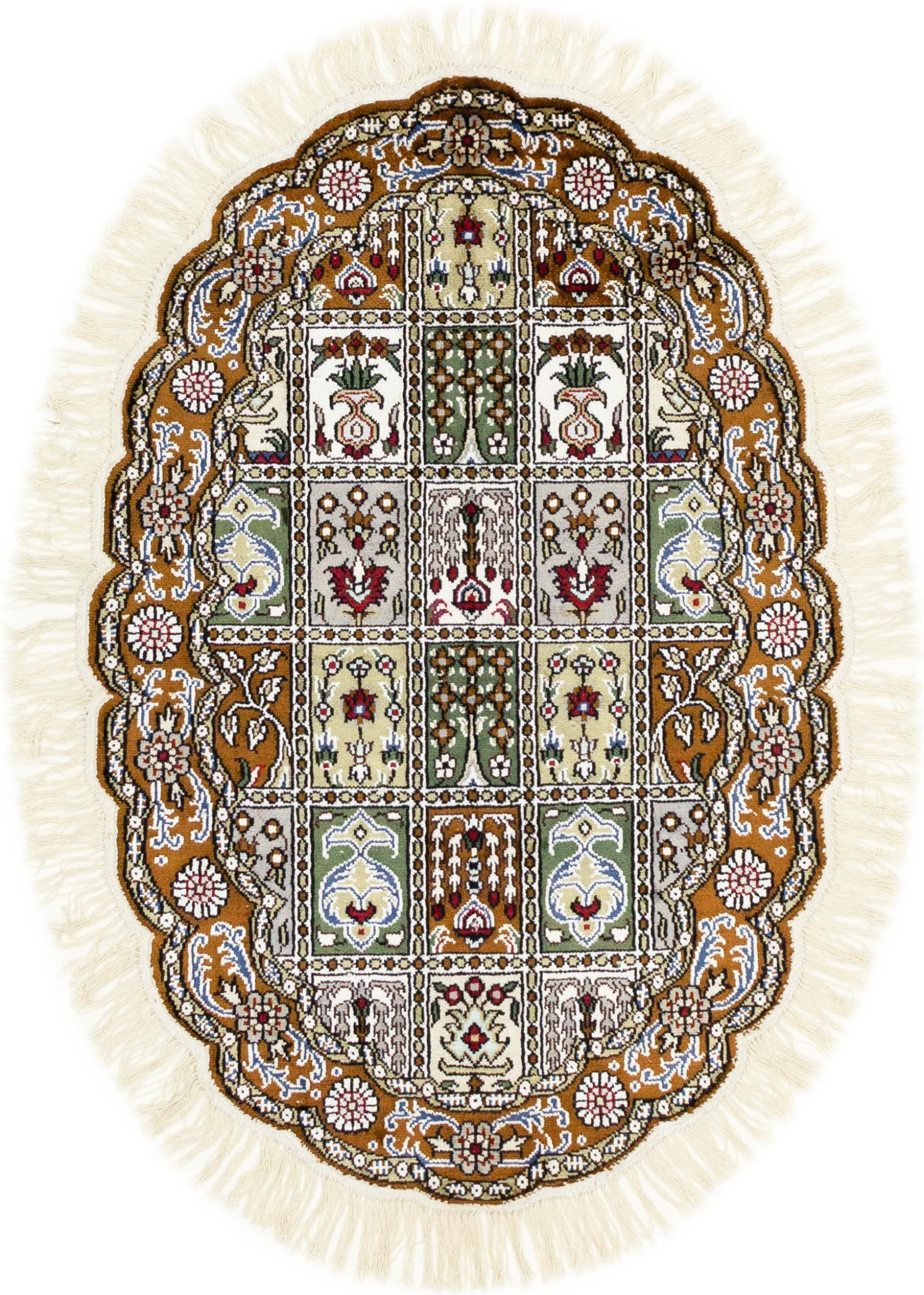 Nain Trading Seidenteppich China Seide 61x90 Handgeknüpfter Orientteppich, oval, Höhe: 5 mm