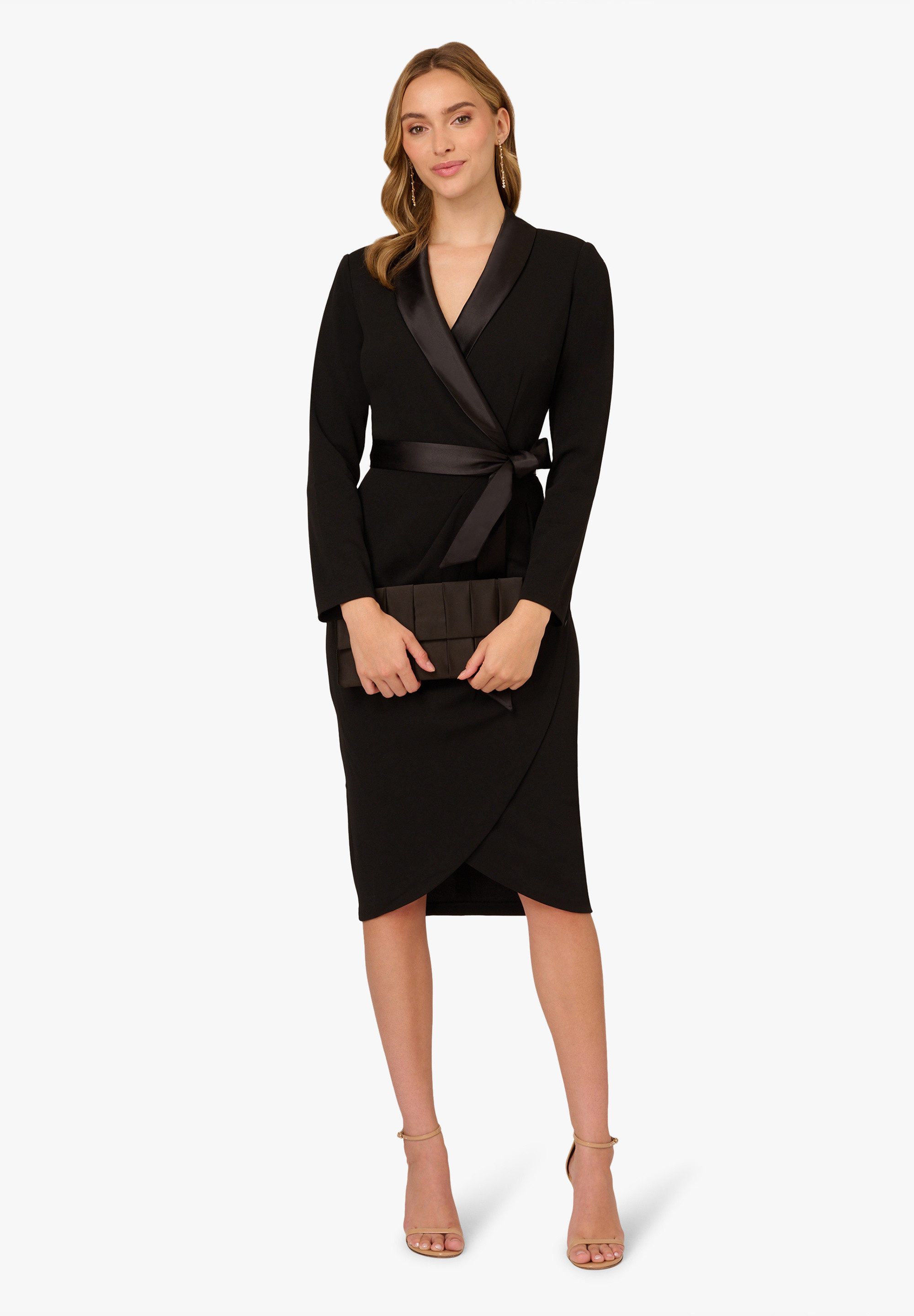 Adrianna Papell Abendkleid Knit Crepe Tuxedo Wrap Dress Luxuriös, klassisch, elegant
