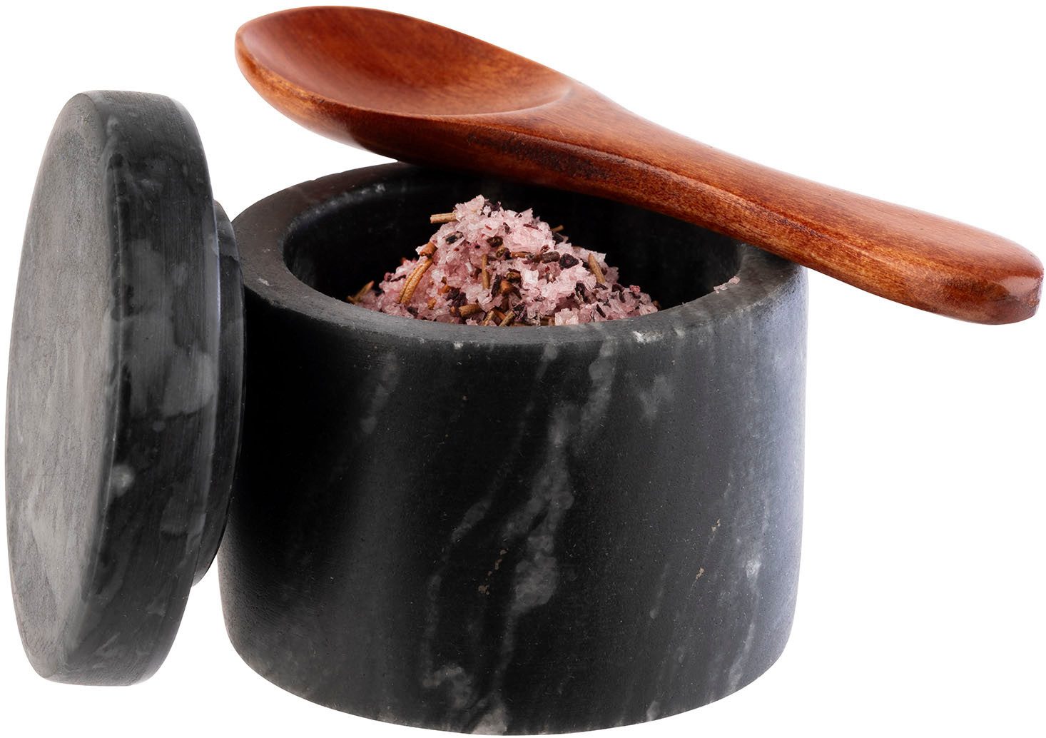 APS Gewürzbehälter Marmordosen für Gewürze, 2er-Set, Ø 6 cm, Höhe 5 cm, 40ml, Marmor, (Set, 2-tlg)