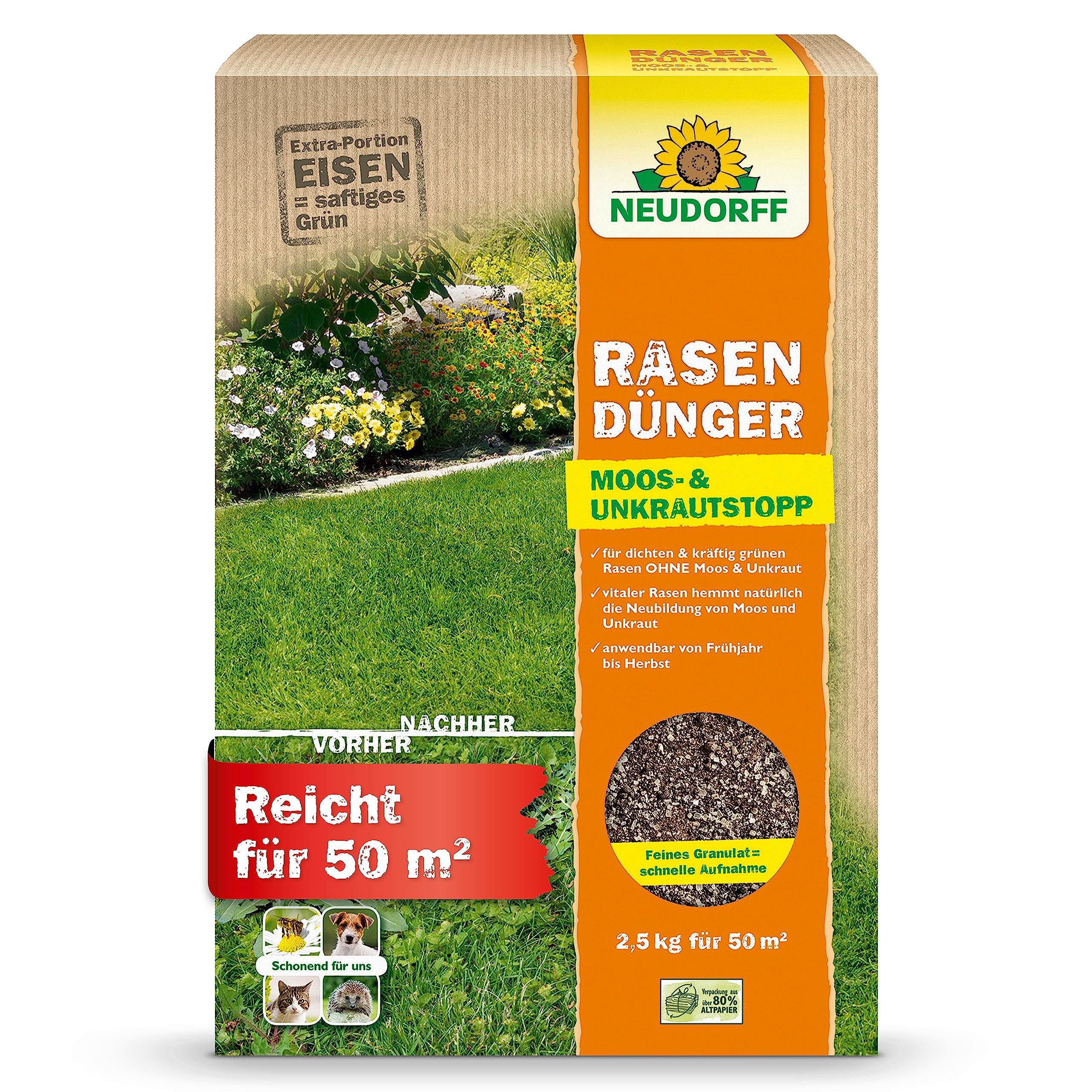 Rasendünger RasenDünger Moos- & UnkrautStopp 2,5 kg für 50 m²