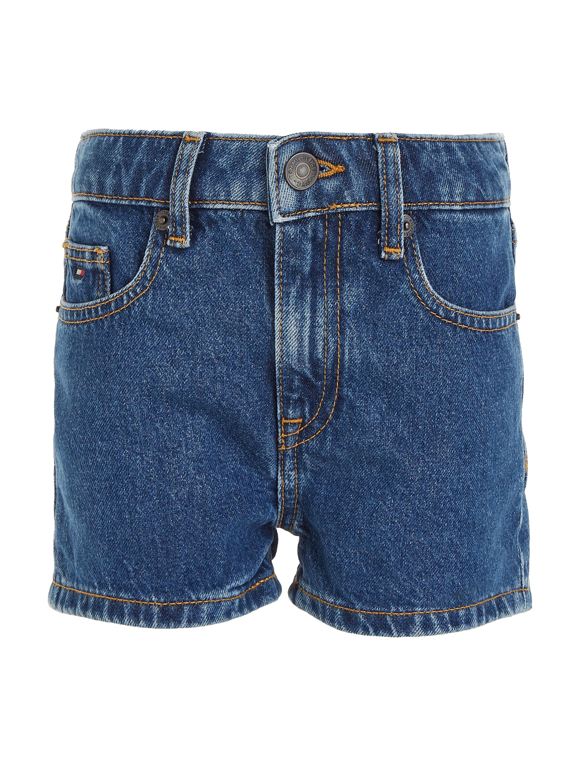 Tommy Hilfiger Shorts GIRLFRIEND MID BLUE SHORTS mit Tommy Hilfger Logo-Badge | Shorts