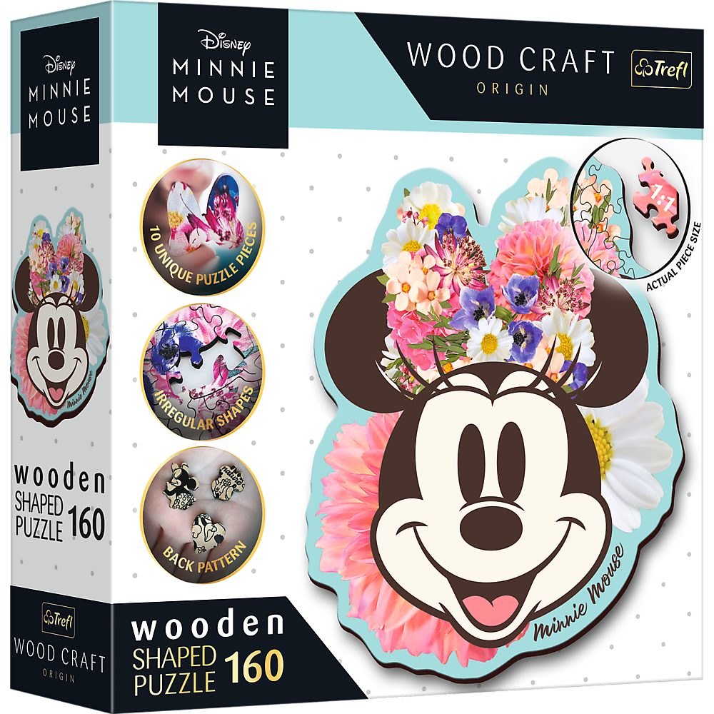 Trefl Puzzle Trefl, Wood Craft, Stylische Minnie Maus, 160 Teile Holzpuzzle, 160 Puzzleteile