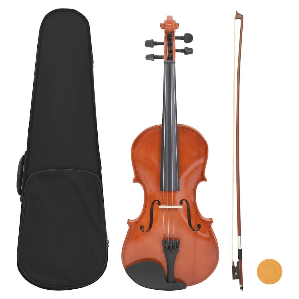 furnicato Violine 4/4 Naturholz 59x21 cm mit Bogen und Softbox