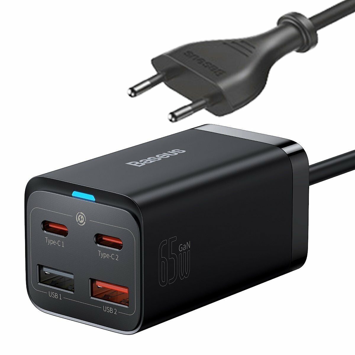 Baseus Baseus Schnellladegerät 2x USB-C, 2x USB, 65W (schwarz) Smartphone-Kabel