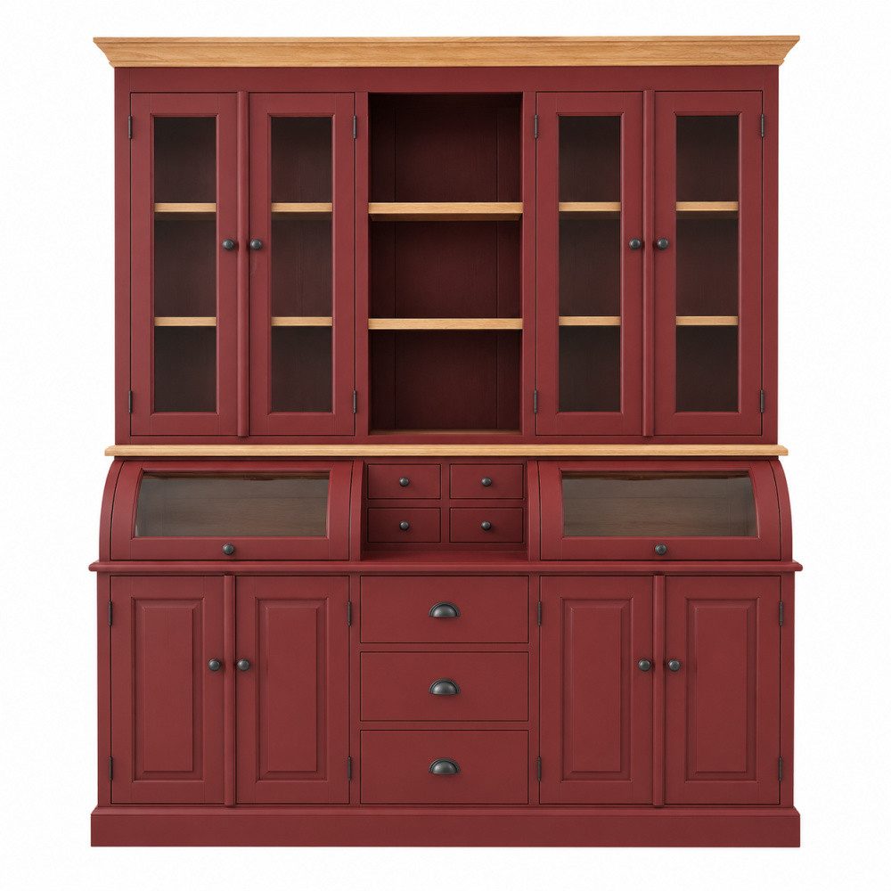 Wohnpalast Buffet Buffet Schrank Berlin 200 cm Rubinrot mit Eiche- Landhaus Möbel