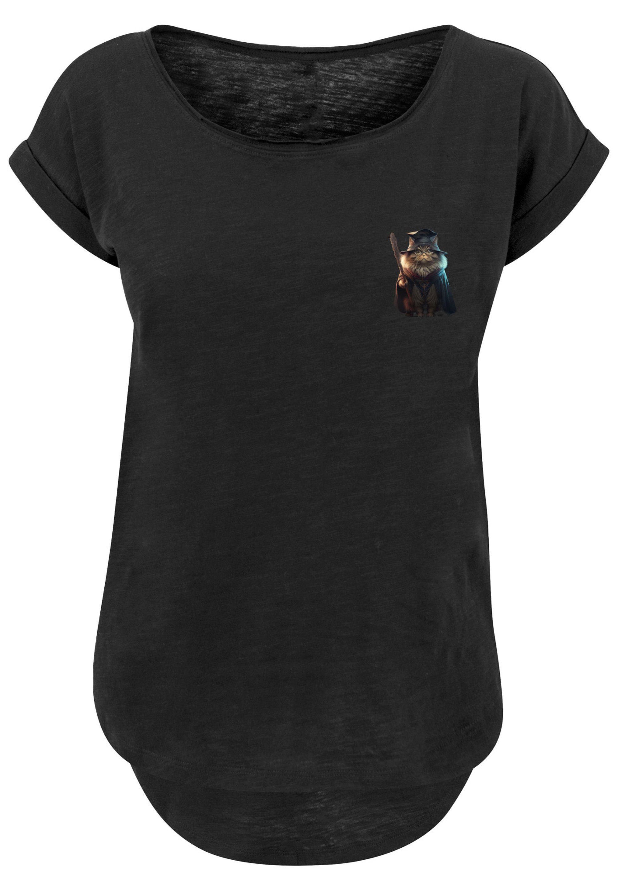 bitte Print, T-Shirt bestellen aus, Cat TEE Wizard F4NT4STIC eine kleiner Größe Fällt weit LONG