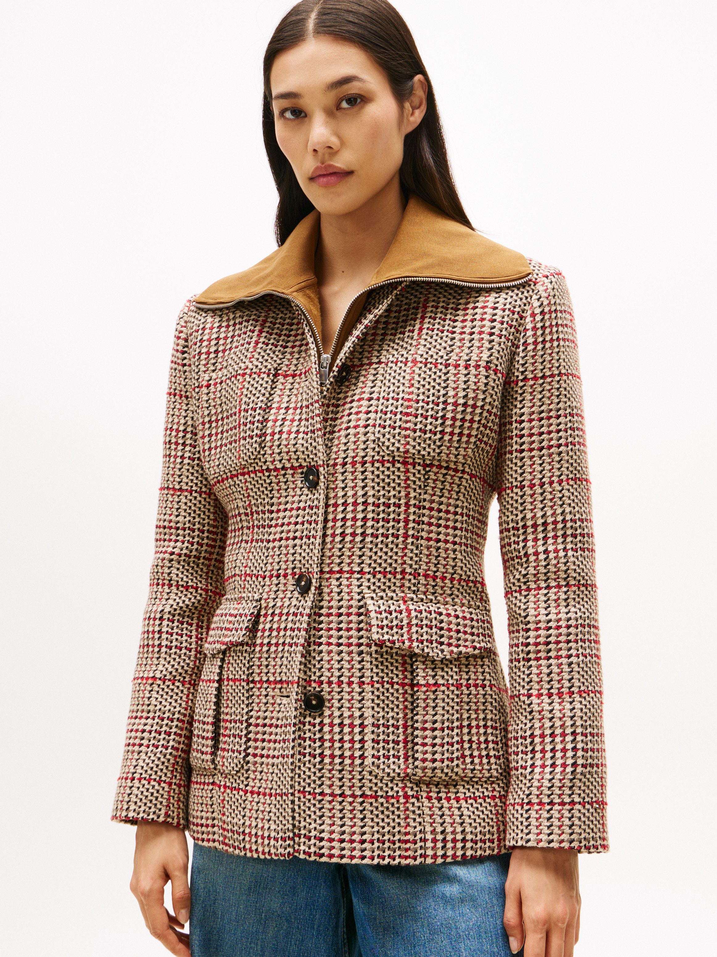 Tommy Hilfiger Kurzblazer SEASONAL TEXTURE LADY JACKET mit Wollanteil günstig online kaufen