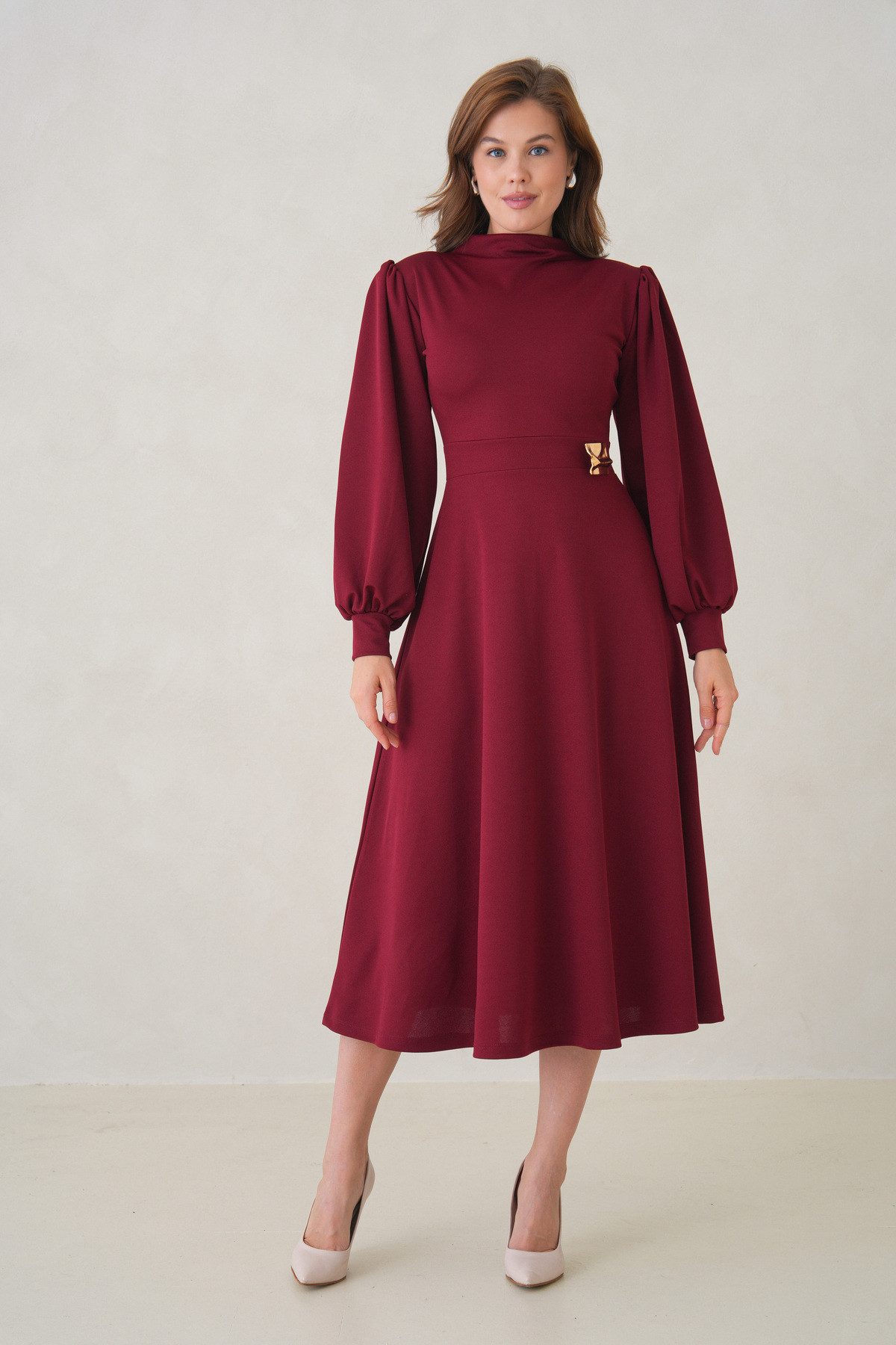 WOMAN VISION Midikleid Langärmeliges, ausgestelltes Midikleid