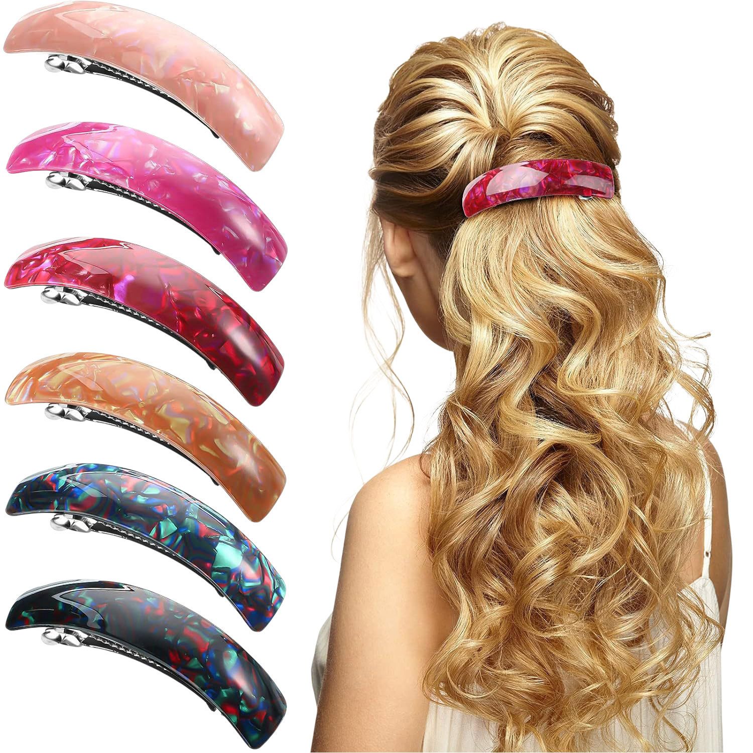 Refttenw Haarspange für Dicke Haare Große Haarklammer Damen 6 St, Blumenstil