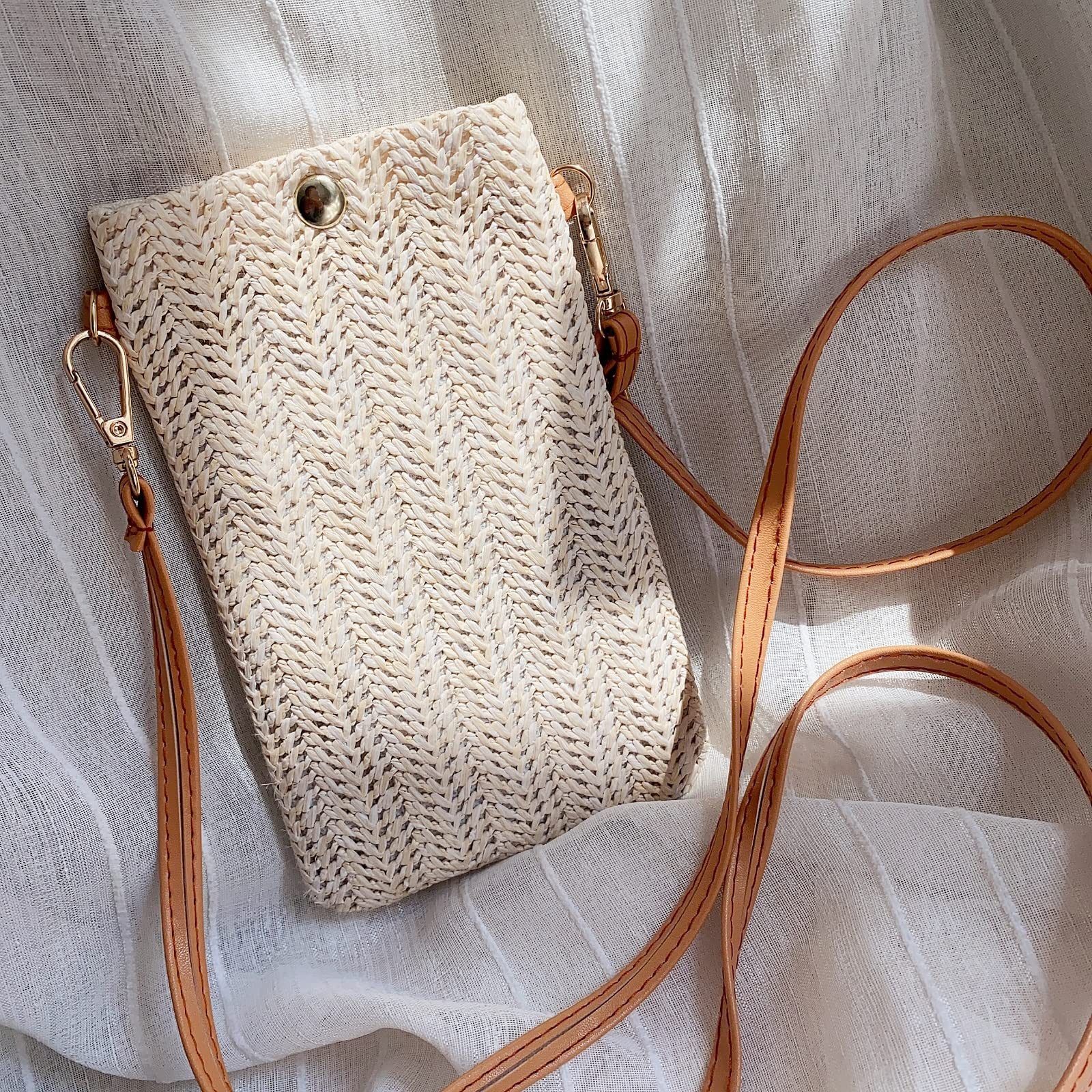 Zaewry Handytasche Umhängetasche Damen, Strohtaschen für Frauen Crossbody Strand Tasch