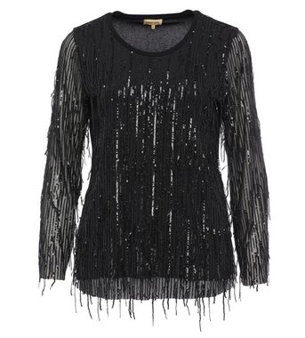 Sarah Kern Blusenshirt Langarmbluse koerpernah mit Pailletten-Tassels