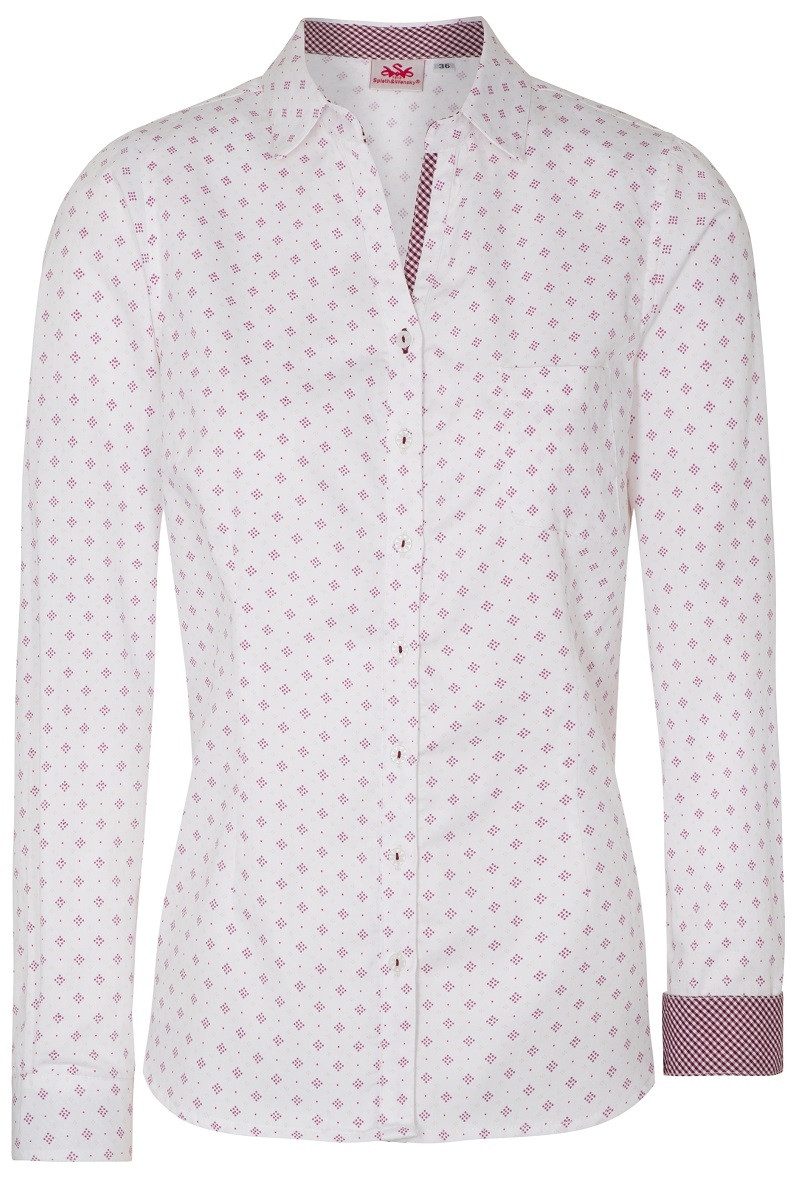 Spieth & Wensky Trachtenbluse Trachtenbluse - TAMARILLO - weiß/beere, weiß/grün