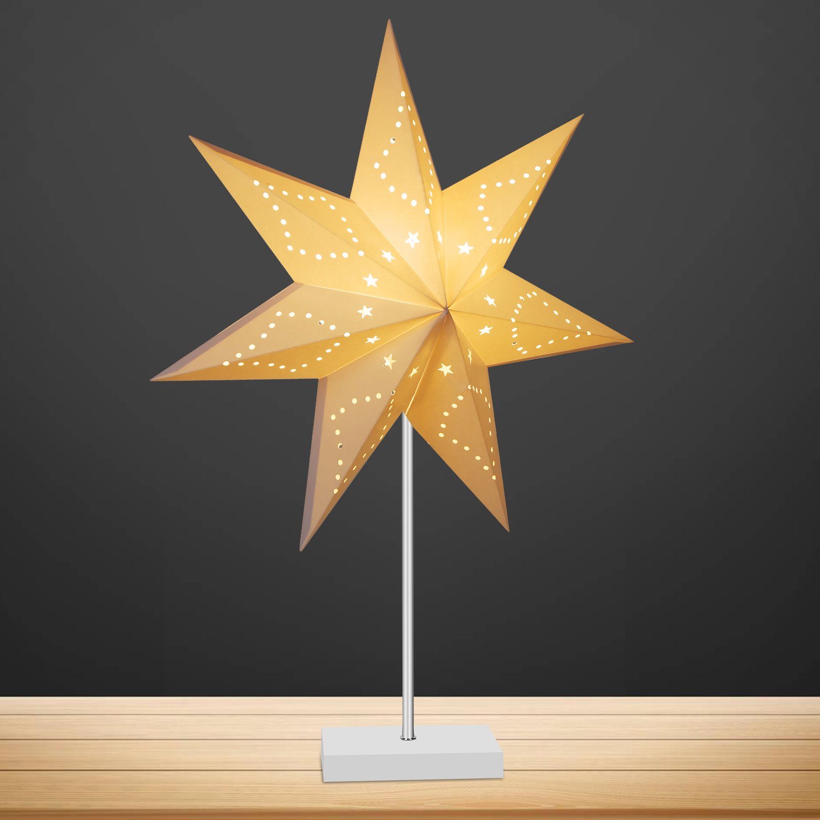 Clanmacy LED Stern LED Weihnachtsstern Tischlampe Papierstern Weihnachtsdek günstig online kaufen