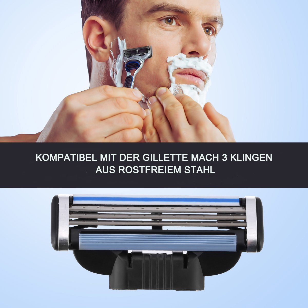 Gillette Nassrasierer Rasierklingen 24-tlg., Ersatzklingen Mach 3 Housmile 24 Herren Edelstahl Rasierklingen, für