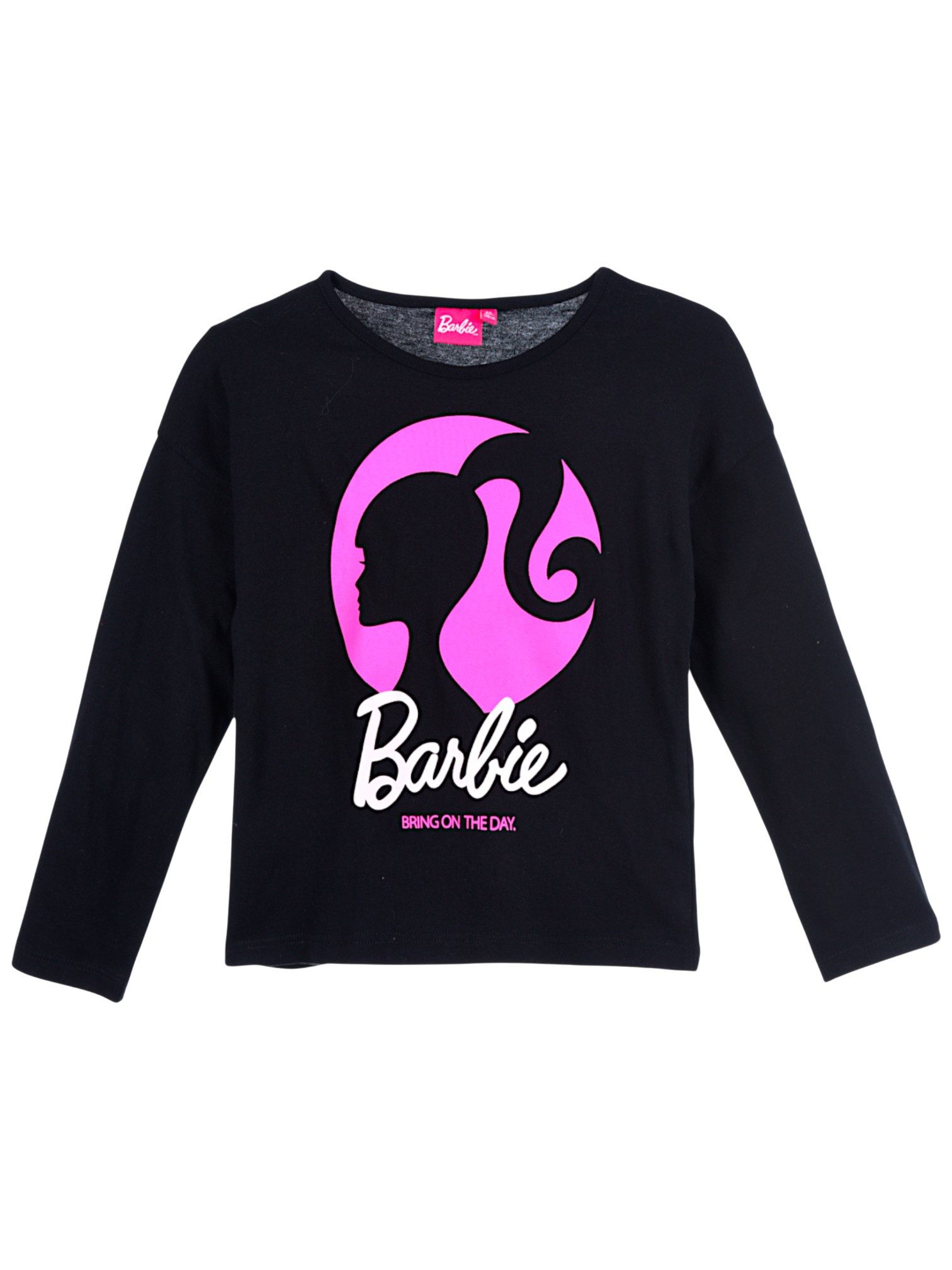 Barbie Langarmshirt mit Barbie Logo Mädchen Shirt aus Baumwolle Gr. 104 - 140 cm
