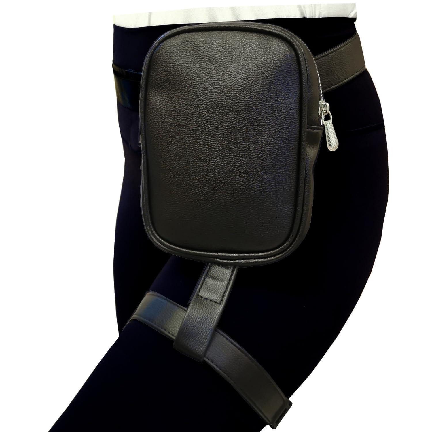 LuxusKollektion Beintasche Beintasche Gürteltasche Oberschenkeltasche Damen Kunstleder S Schwarz