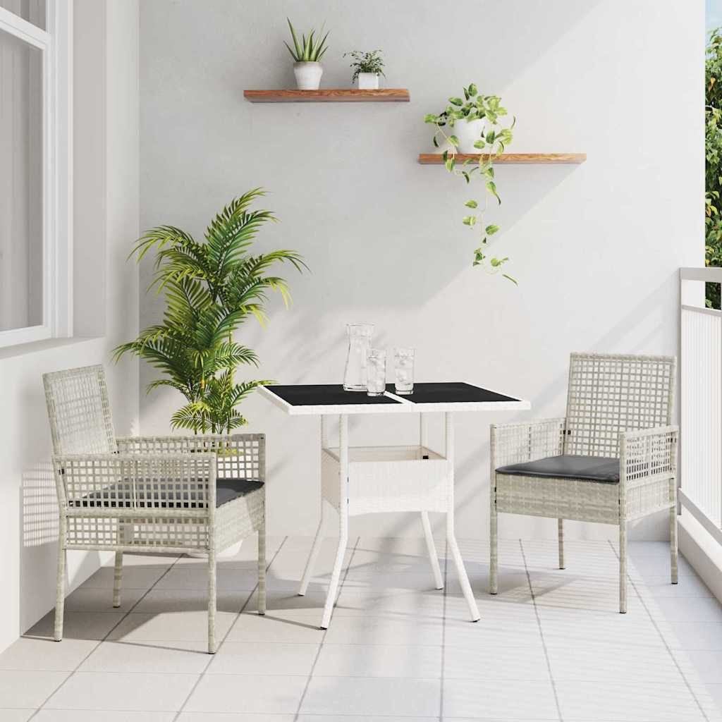 vidaXL Gartenlounge-Set Garten Essgruppe 3 Stk. Hellgrau Poly-Rattan, (3-tlg)