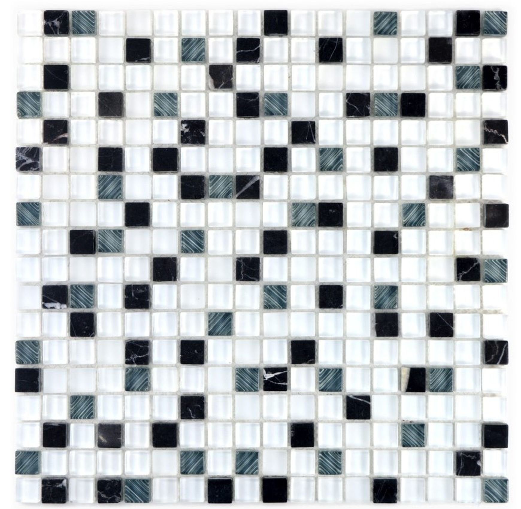 Mosani Mosaikfliesen Glasmosaik Naturstein Mosaikfliese weiß dunkelgrau schwarz