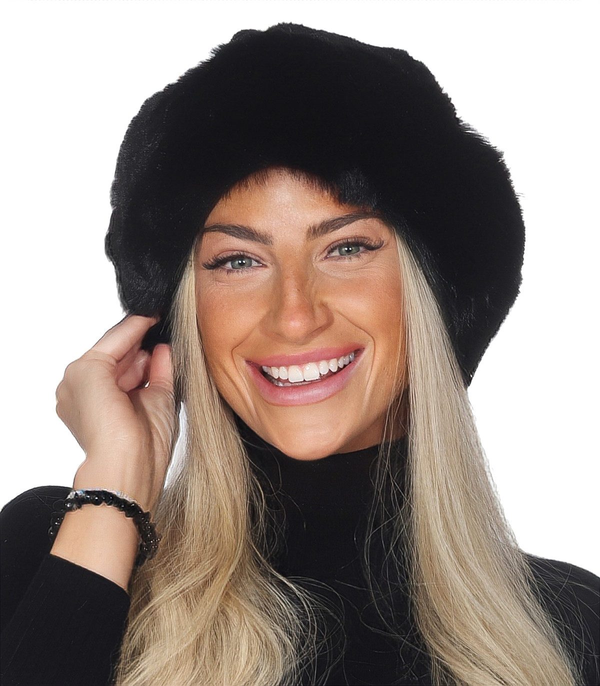 simaranda Fellimitatmützen Damen Mütze 601 Schwarz